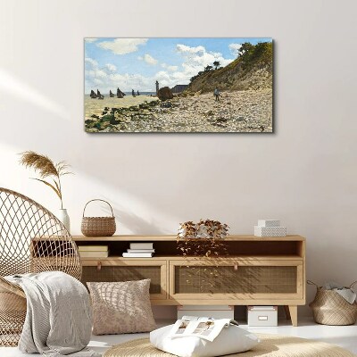 Schilderij op doek Een rustige kust met een vuurtoren