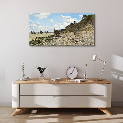 Schilderij op doek Een rustige kust met een vuurtoren