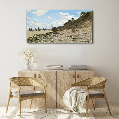 Schilderij op doek Een rustige kust met een vuurtoren