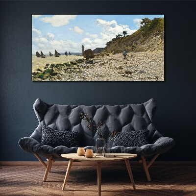 Schilderij op doek Een rustige kust met een vuurtoren