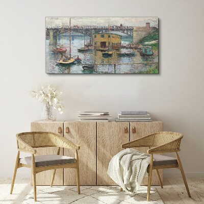 Canvas schilderij Een rustige haven in pastelkleuren