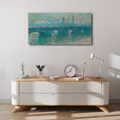 Canvas schilderij Londense bruggen in de mist