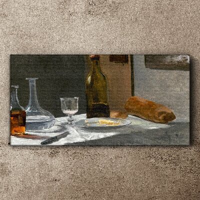 Schilderij op doek Stilleven met flessen en glas