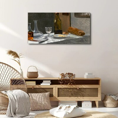 Schilderij op doek Stilleven met flessen en glas