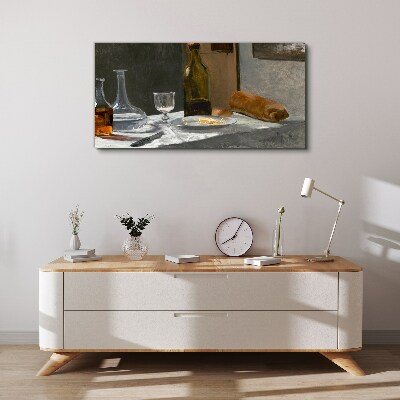 Schilderij op doek Stilleven met flessen en glas