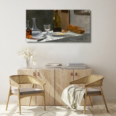 Schilderij op doek Stilleven met flessen en glas