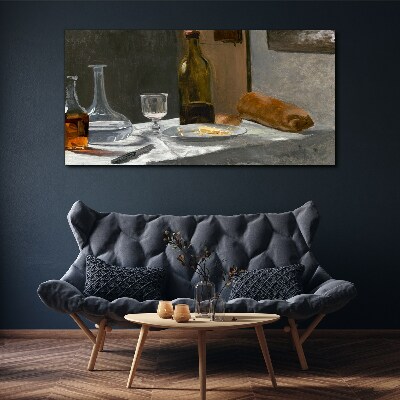 Schilderij op doek Stilleven met flessen en glas