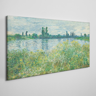 Canvas schilderij Uitzicht op de rivier in het groen