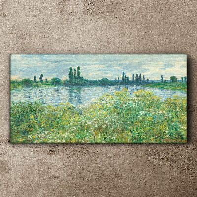 Canvas schilderij Uitzicht op de rivier in het groen