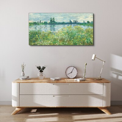 Canvas schilderij Uitzicht op de rivier in het groen