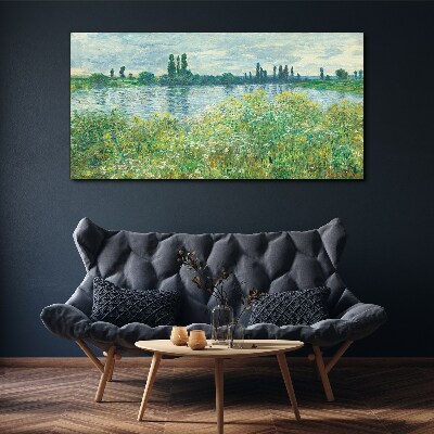 Canvas schilderij Uitzicht op de rivier in het groen