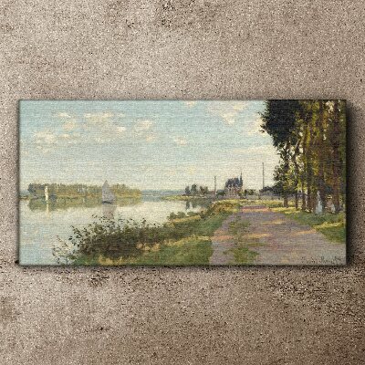 Schilderij op doek Een vredig landschap aan de rivier