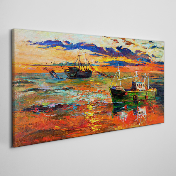 Canvas schilderij Zonsondergang over de zee