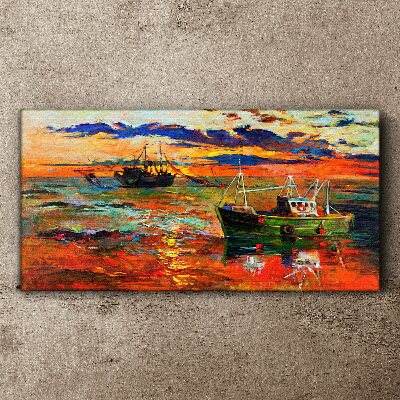 Canvas schilderij Zonsondergang over de zee