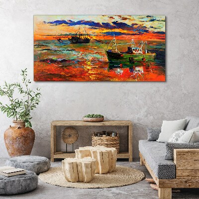 Canvas schilderij Zonsondergang over de zee