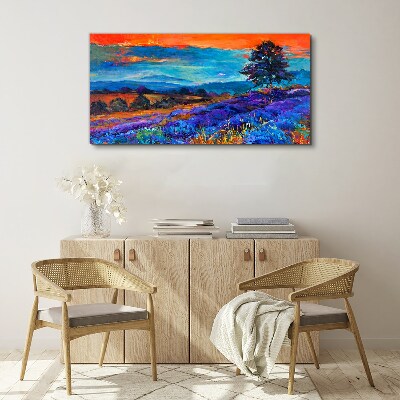 Foto op canvas Kleurrijk landschap bij zonsondergang