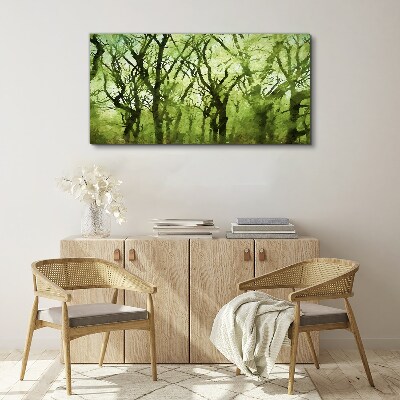 Canvas schilderij Groene bossen in het mistige licht