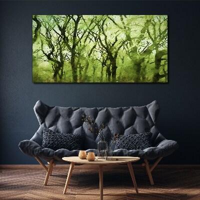 Canvas schilderij Groene bossen in het mistige licht