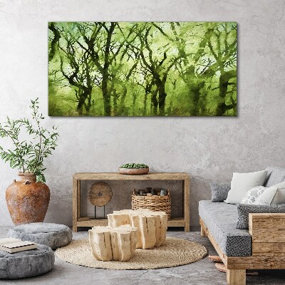 Canvas schilderij Groene bossen in het mistige licht