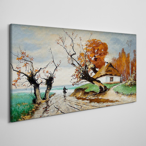 Foto op canvas Herfstlandschap met een landhuis