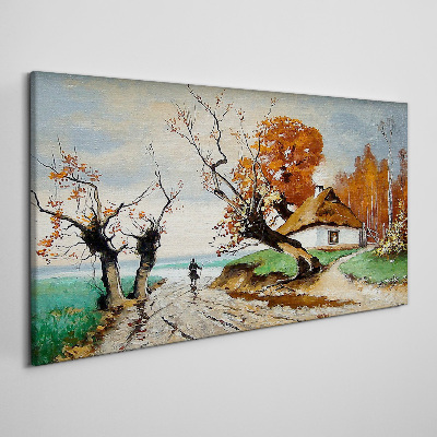 Foto op canvas Herfstlandschap met een landhuis