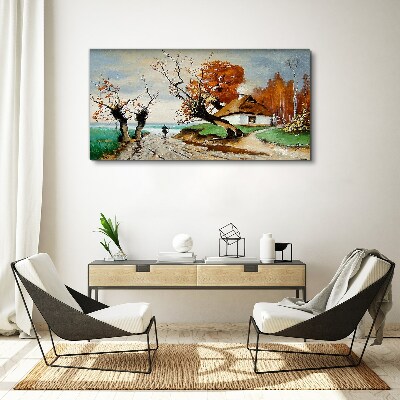 Foto op canvas Herfstlandschap met een landhuis