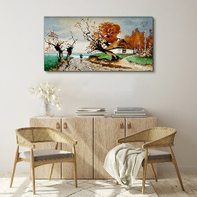 Foto op canvas Herfstlandschap met een landhuis