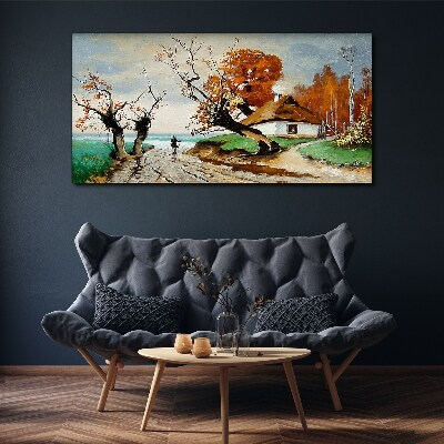 Foto op canvas Herfstlandschap met een landhuis
