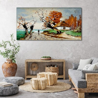 Foto op canvas Herfstlandschap met een landhuis
