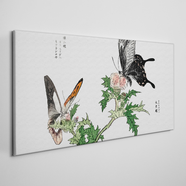 Schilderij op doek Vlinders tegen de achtergrond van vegetatie