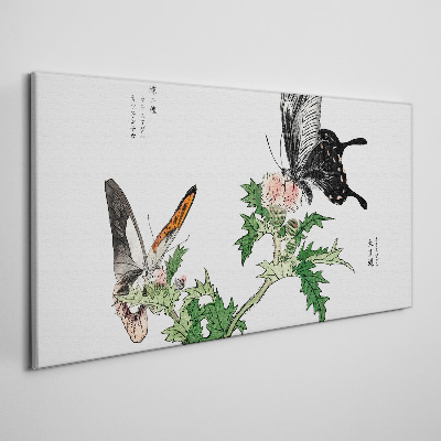 Schilderij op doek Vlinders tegen de achtergrond van vegetatie