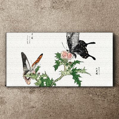 Schilderij op doek Vlinders tegen de achtergrond van vegetatie