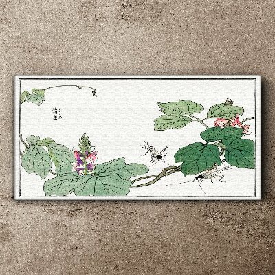 Canvas schilderij Bloemen en insecten in harmonie