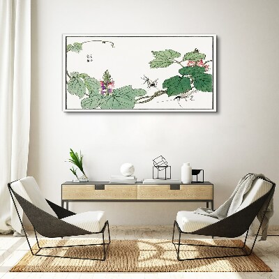 Canvas schilderij Bloemen en insecten in harmonie