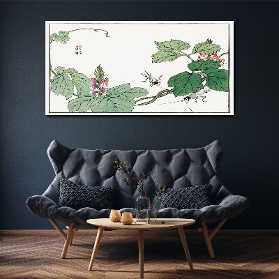 Canvas schilderij Bloemen en insecten in harmonie