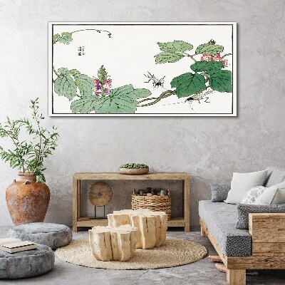 Canvas schilderij Bloemen en insecten in harmonie