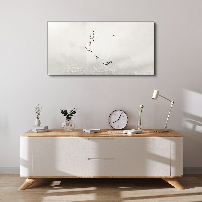 Canvas schilderij Vreedzame natuur met kalligrafie