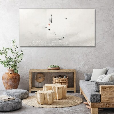 Canvas schilderij Vreedzame natuur met kalligrafie