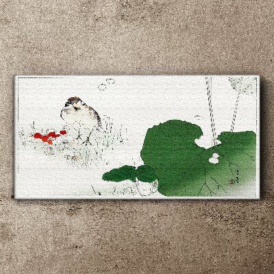 Canvas schilderij Een gevleugelde gast in een groene omgeving