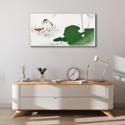 Canvas schilderij Een gevleugelde gast in een groene omgeving