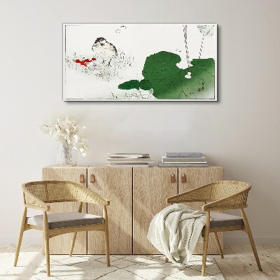 Canvas schilderij Een gevleugelde gast in een groene omgeving