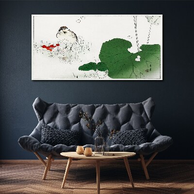 Canvas schilderij Een gevleugelde gast in een groene omgeving