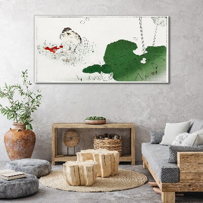 Canvas schilderij Een gevleugelde gast in een groene omgeving