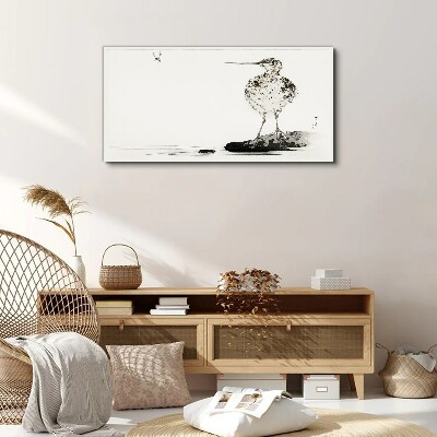 Foto op canvas Een vogel op een minimalistische achtergrond