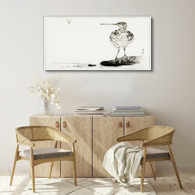 Foto op canvas Een vogel op een minimalistische achtergrond