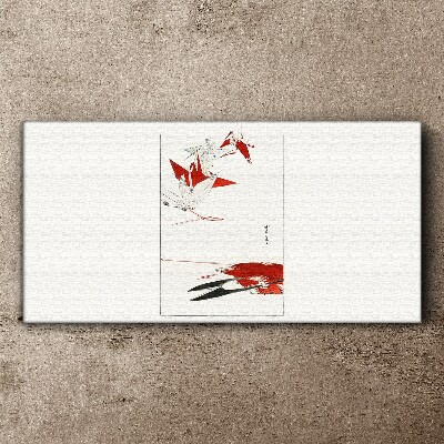 Canvas schilderij Rode vogels op een witte achtergrond