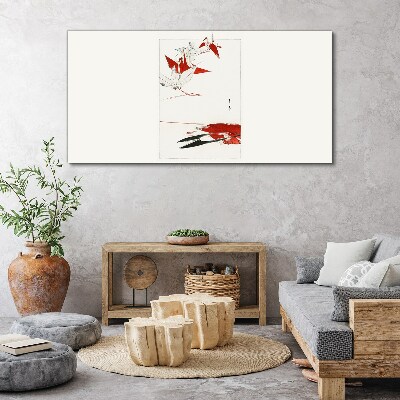 Canvas schilderij Rode vogels op een witte achtergrond