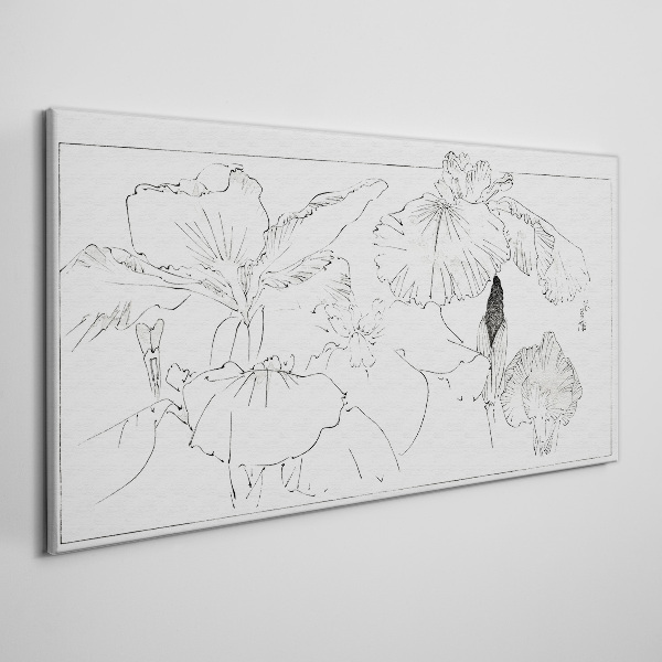 Schilderij op doek Bloemige composities in delicate lijnen