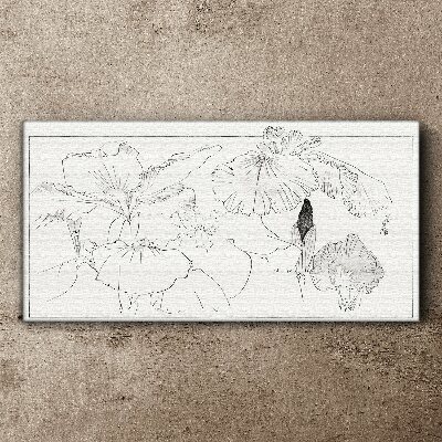 Schilderij op doek Bloemige composities in delicate lijnen