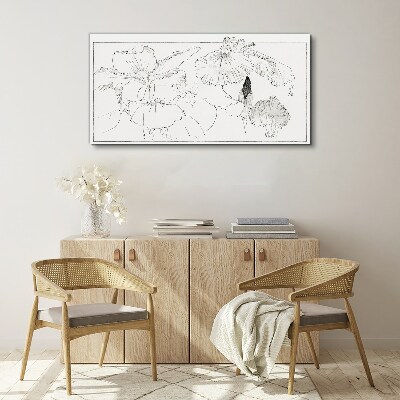 Schilderij op doek Bloemige composities in delicate lijnen